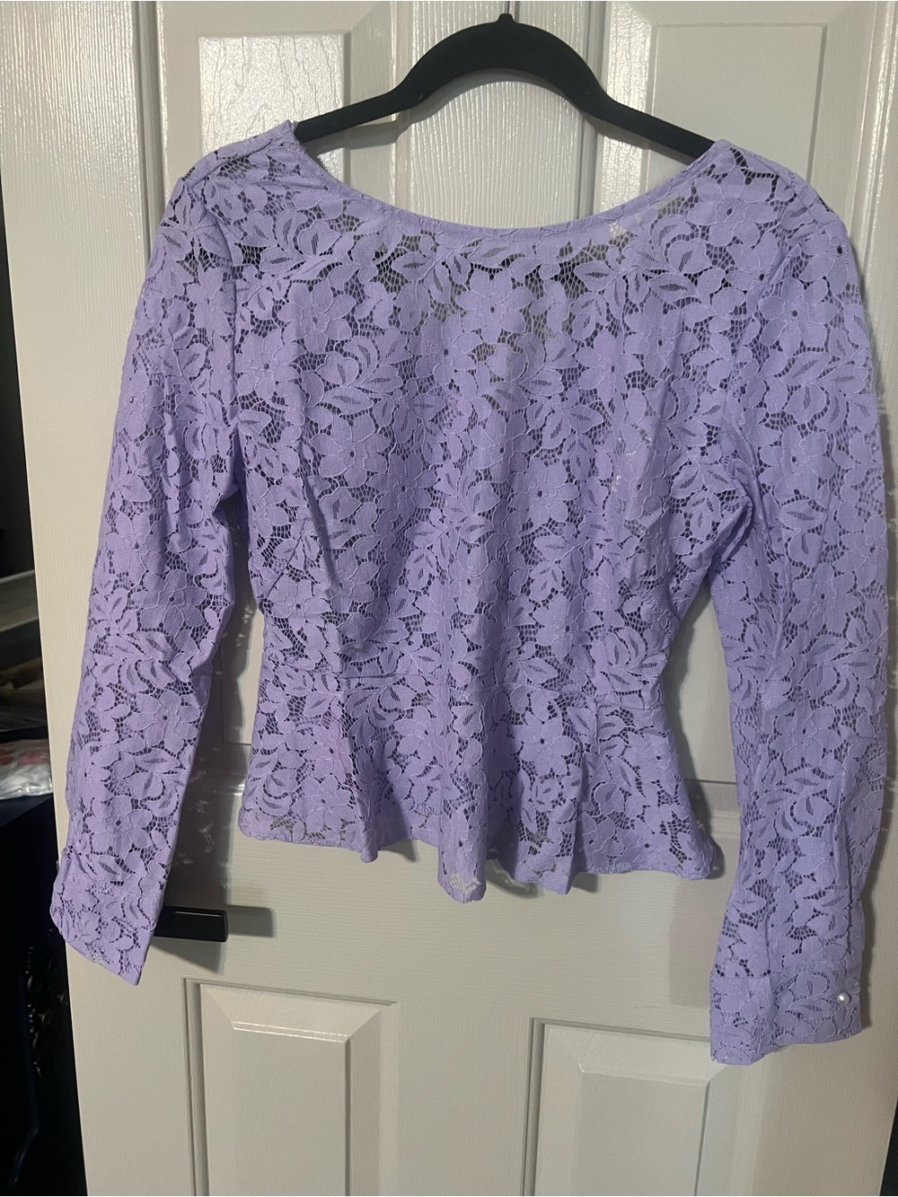 glam Lilac Floral Lace Peplum Blouse
